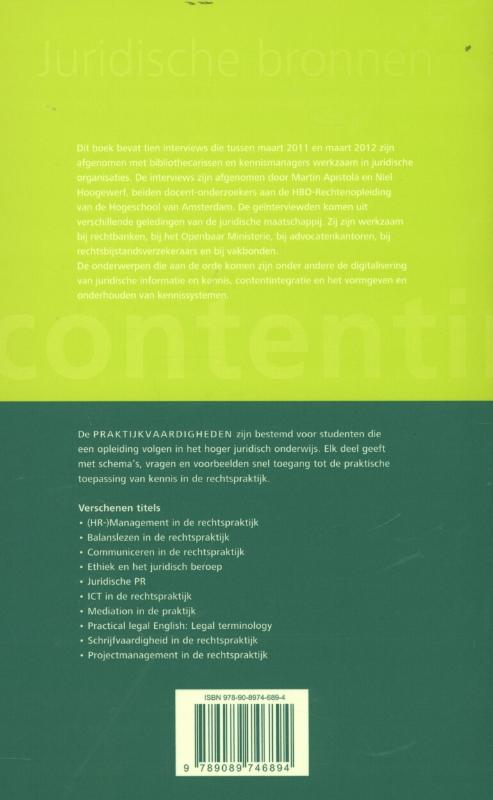 Achterkant van Kennis- en informatiemanagement in juridische organisaties