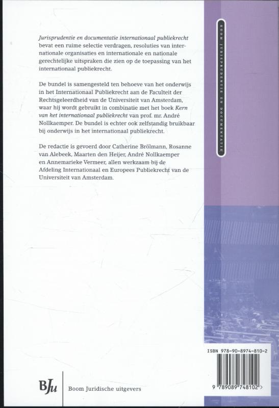 Achterkant van Jurisprudentie en documentatie internationaal publiekrecht