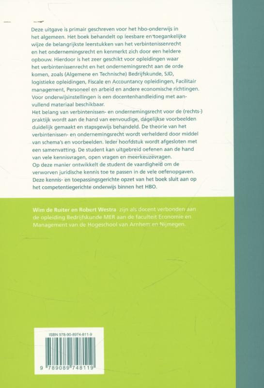 Achterkant van Verbintenissenrecht en ondernemingsrecht
