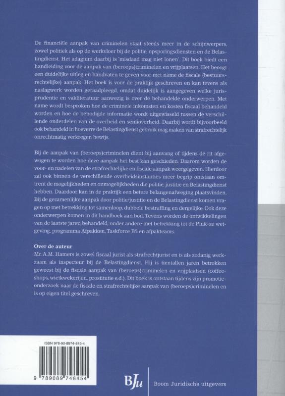 Achterkant van Handboek (fiscale) aanpak beroepscriminelen en vrijplaatsen