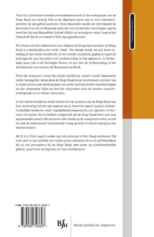 Achterkant van De hoge raad en rechtsvinding in het arbeidsrecht