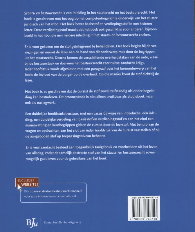 Achterkant van Staats- en bestuursrecht