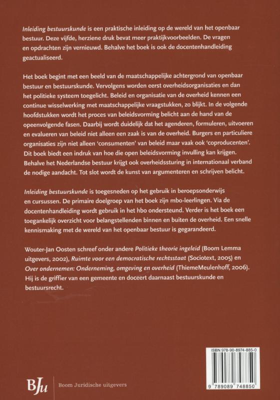 Achterkant van Inleiding bestuurskunde