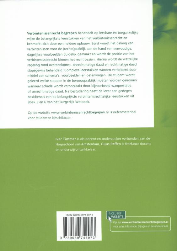 Achterkant van Verbintenissenrecht begrepen