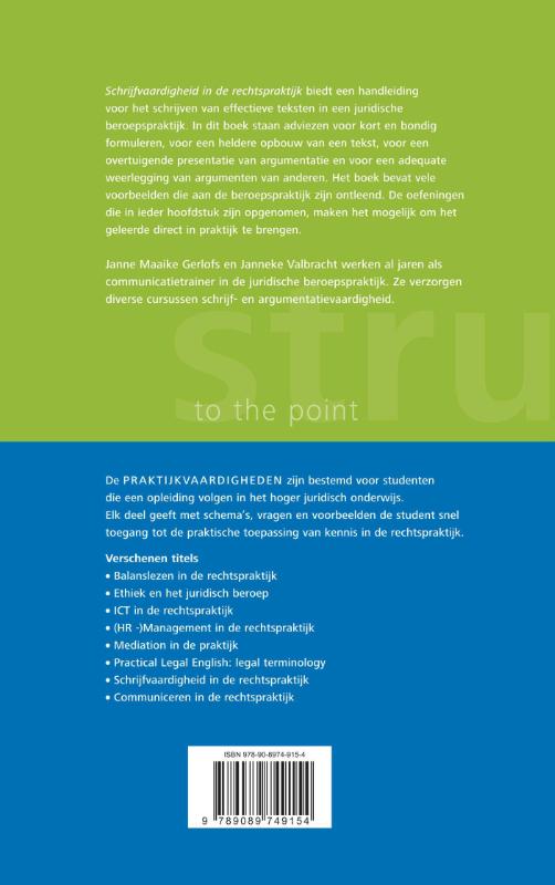 Achterkant van Schrijfvaardigheid in de rechtspraktijk