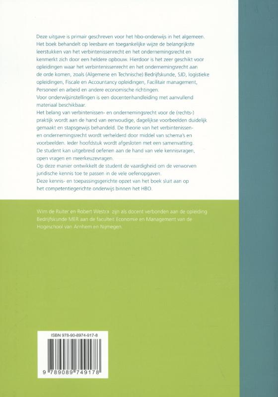 Achterkant van Verbintenissenrecht en ondernemingsrecht