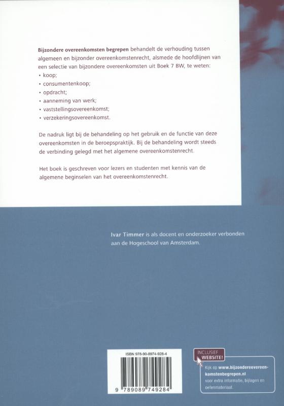 Achterkant van Bijzondere overeenkomsten begrepen