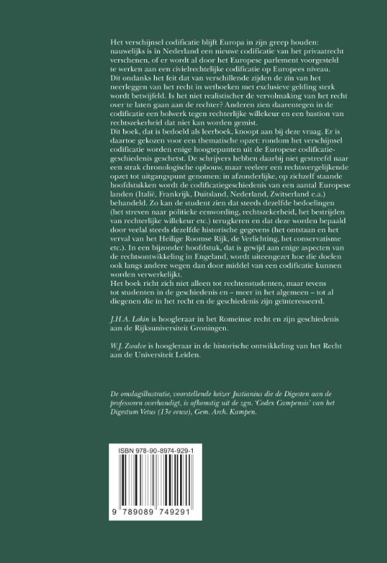 Achterkant van Hoofdstukken uit de Europese codificatiegeschiedenis