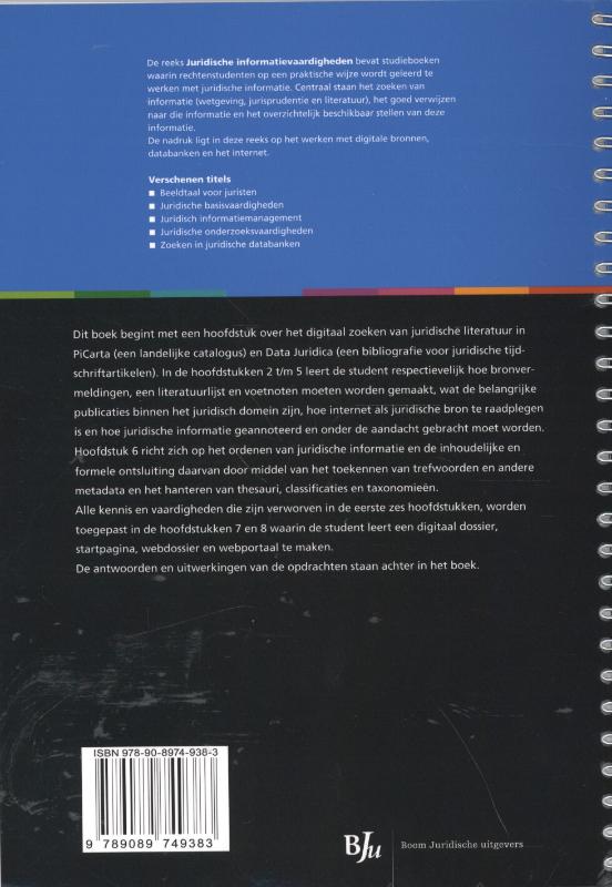 Achterkant van Juridisch informatiemanagement