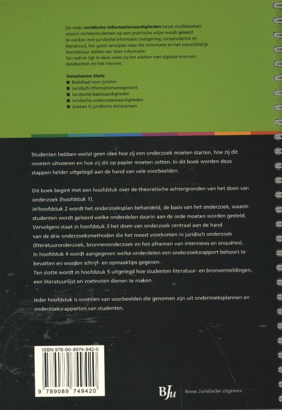 Achterkant van Juridische onderzoeksvaardigheden