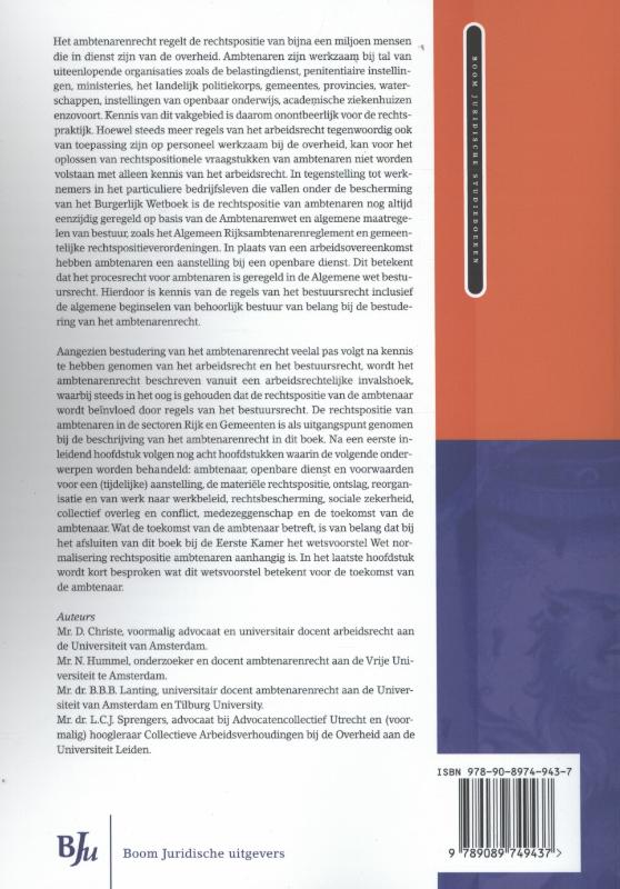 Achterkant van Inleiding Nederlands ambtenarenrecht