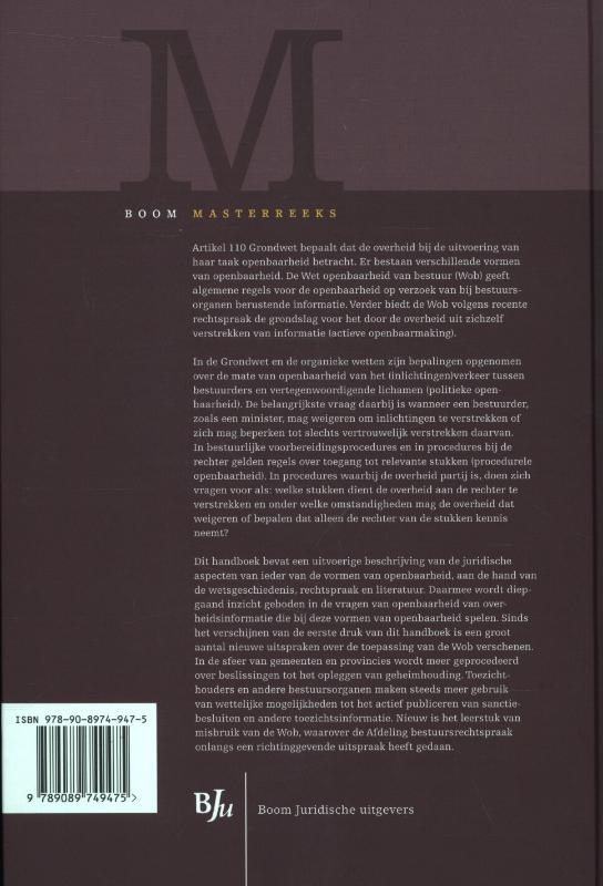 Achterkant van Handboek openbaarheid van bestuur