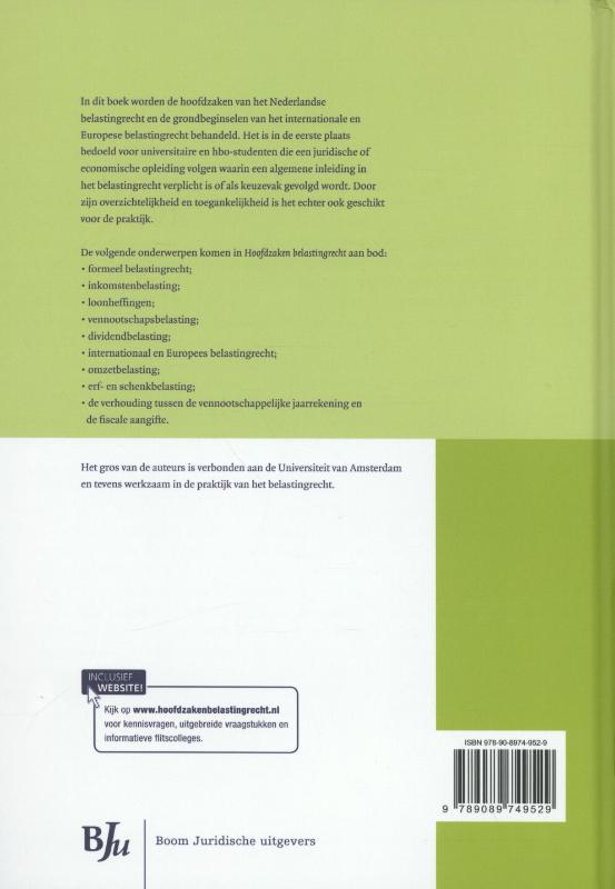 Achterkant van Hoofdzaken belastingrecht