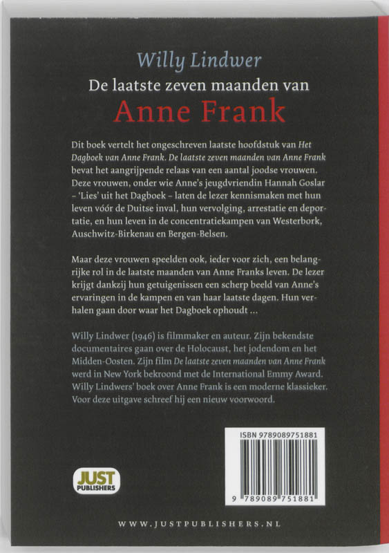 Achterkant van De Laatste zeven maanden van Anne Frank