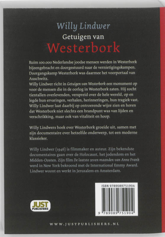 Achterkant van Getuigen van Westerbork