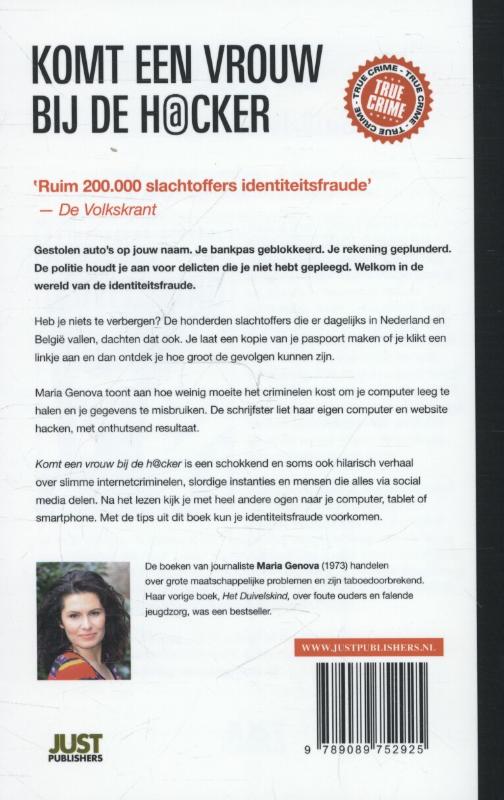 Achterkant van Komt een vrouw bij de hacker