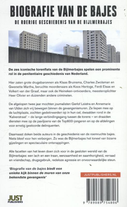 Achterkant van Biografie van de bajes