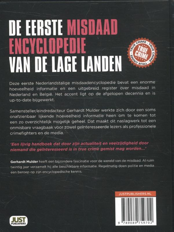 Achterkant van De eerste misdaadencyclopedie van de Lage Landen