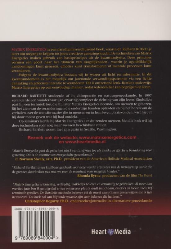 Achterkant van Matrix Energetics