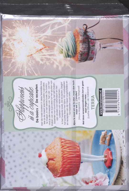 Achterkant van Happiness is a cupcake set