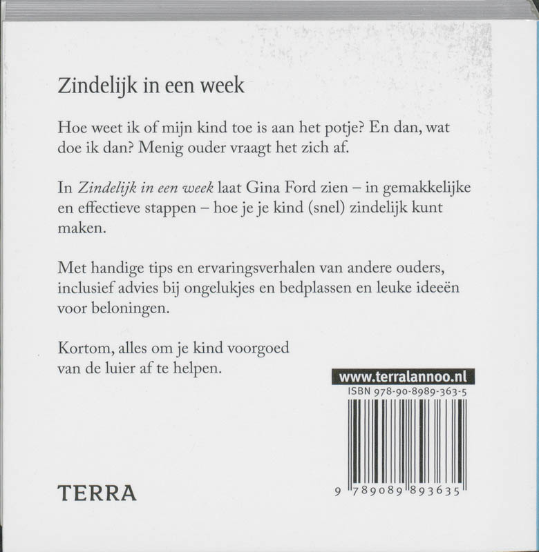 Achterkant van Zindelijk in een week
