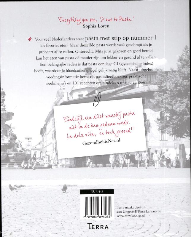 Achterkant van Pastadieet