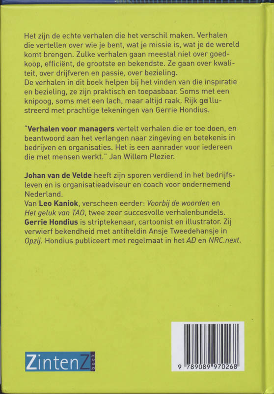 Achterkant van Verhalen voor managers
