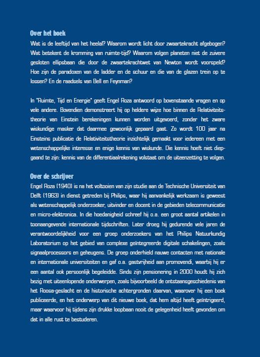 Achterkant van Ruimte, tijd en energie