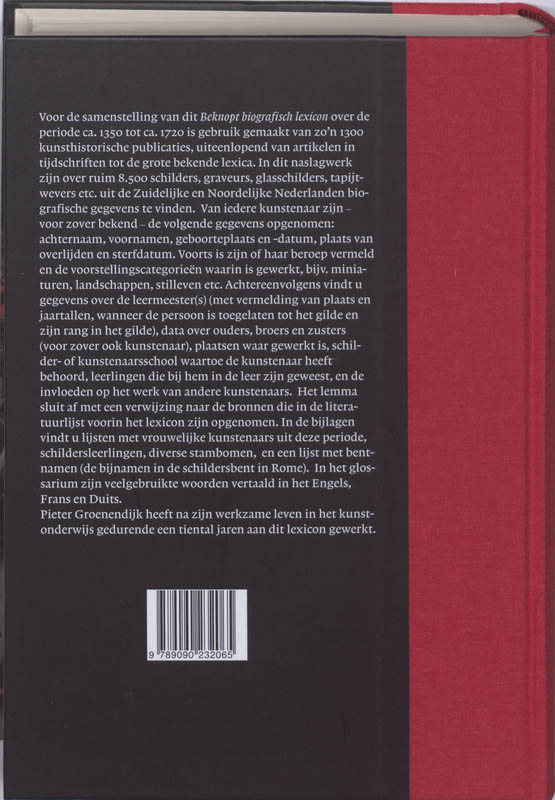 Achterkant van Beknopt biografisch lexicon