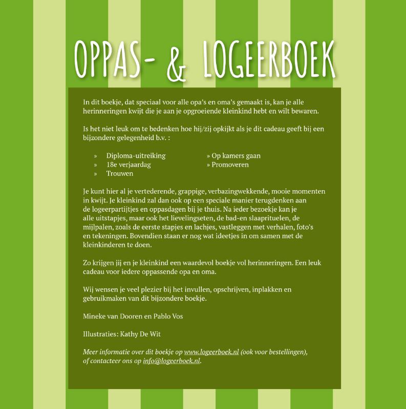 Achterkant van Oppas-& logeerboek