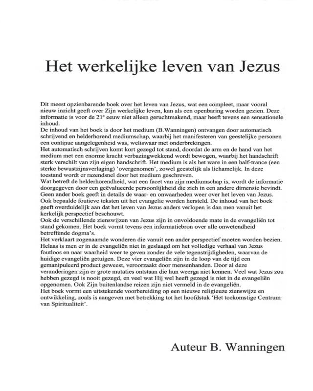Achterkant van Het werkelijke leven van Jezus