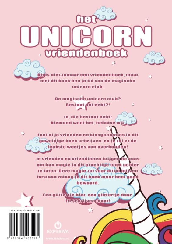 Achterkant van Het Unicorn Vriendenboek