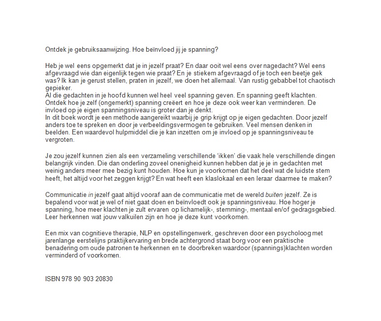 Achterkant van Ontdek je gebruiksaanwijzing. Hoe beïnvloed jij je spanning?