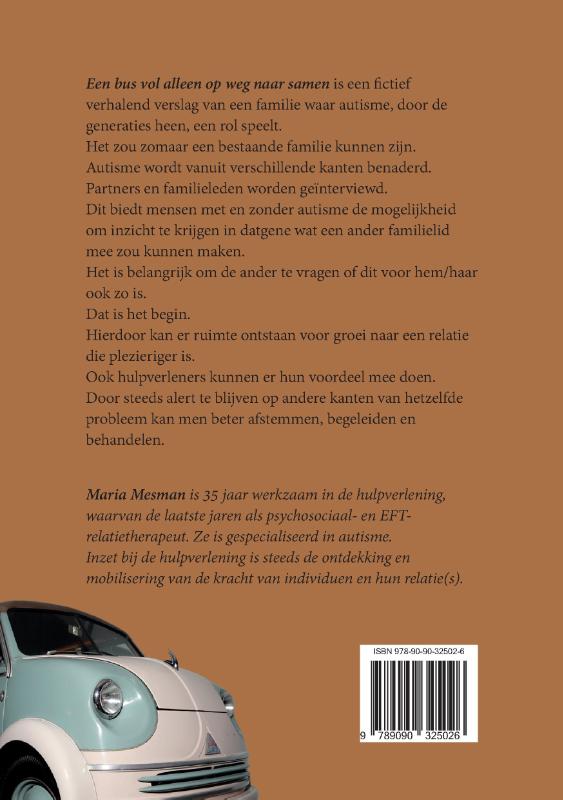 Achterkant van Een bus vol alleen, op weg naar samen