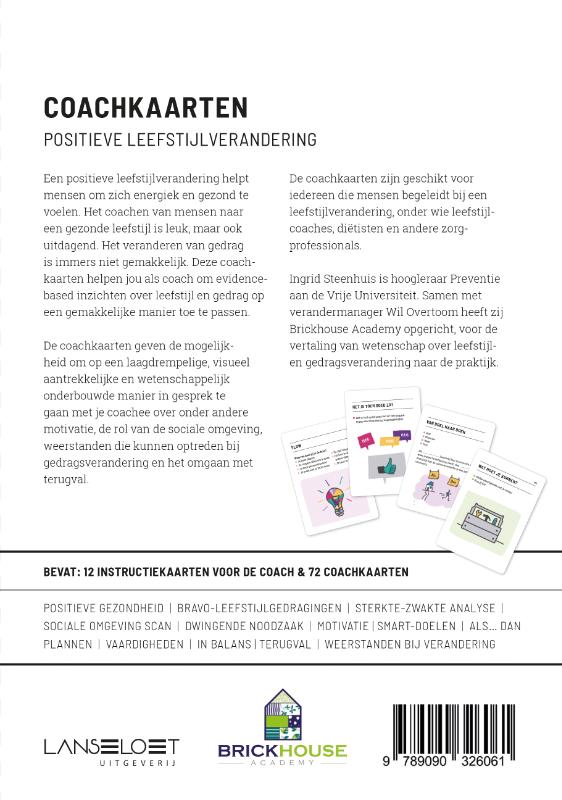 Achterkant van Coachkaarten positieve leefstijlverandering
