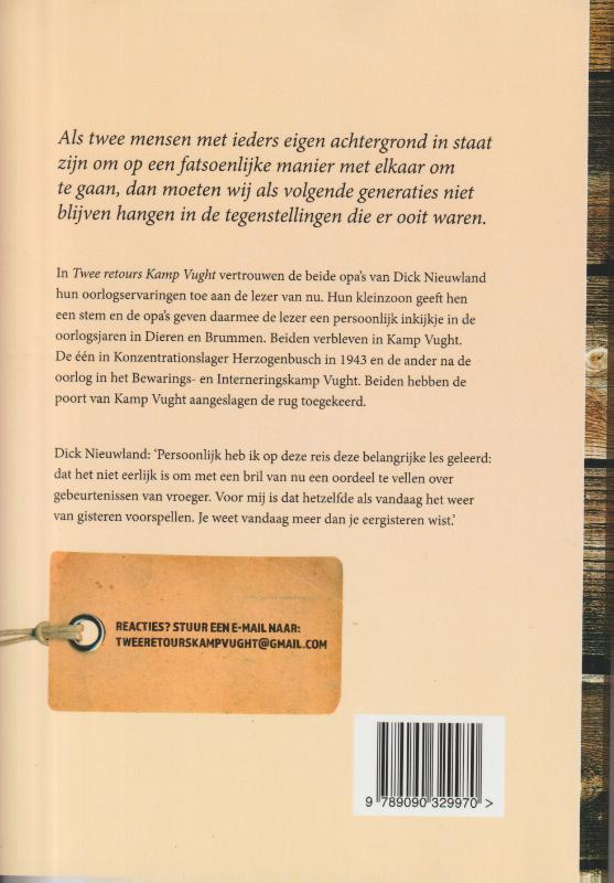 Achterkant van Twee retours Kamp Vught