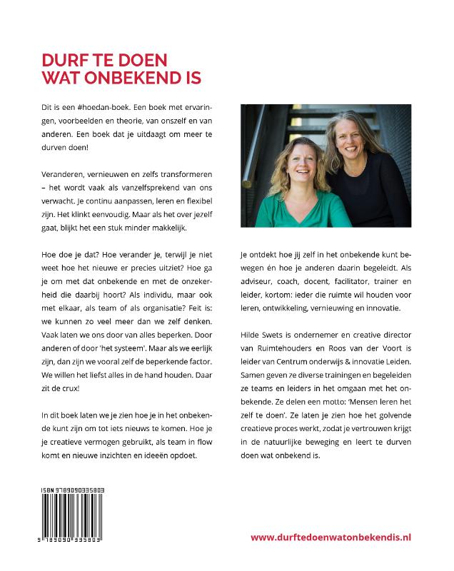 Achterkant van Durf te doen wat onbekend is