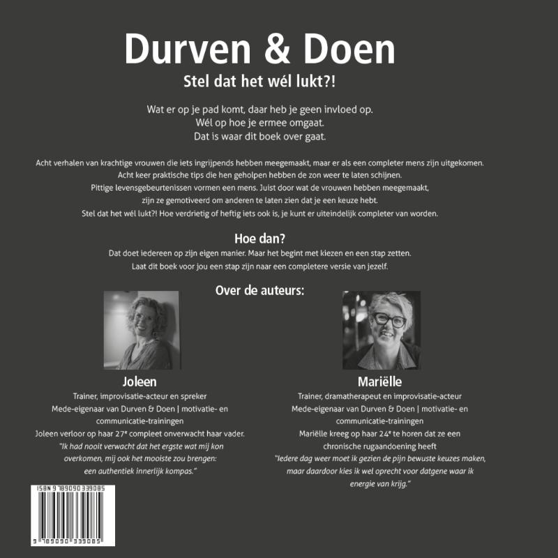 Achterkant van Durven & Doen