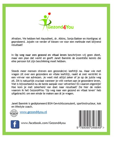 Achterkant van Gezond4You Op weg naar een gezond en vitaal leven, ZONDER DIEET