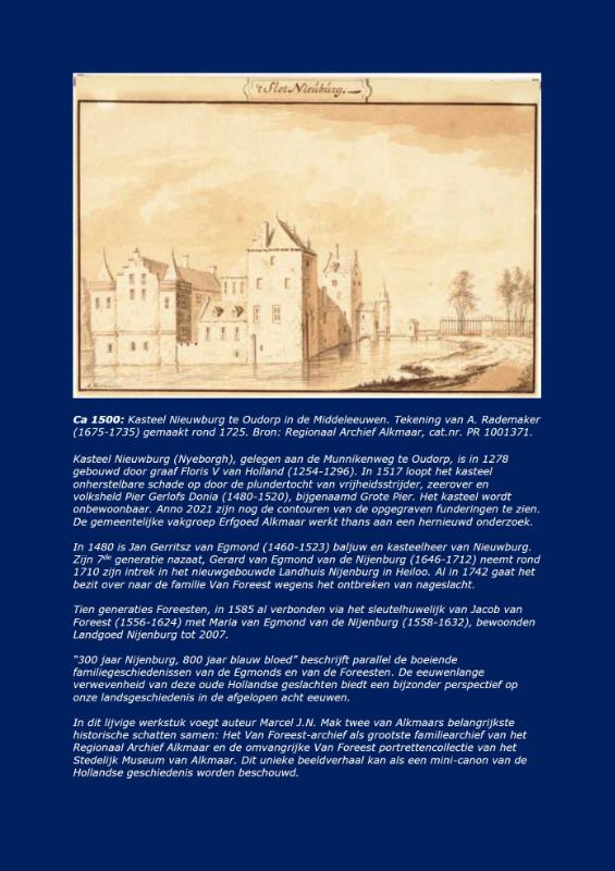 Achterkant van 300 jaar Nijenburg, 800 jaar blauw bloed