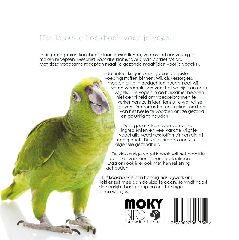 Achterkant van Kookboek voor Papegaaien