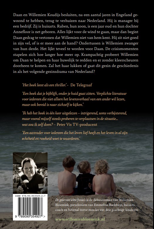 Achterkant van De geur van witte fresia's