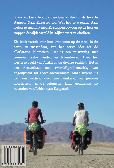 Achterkant van Op de fiets naar Kaapstad