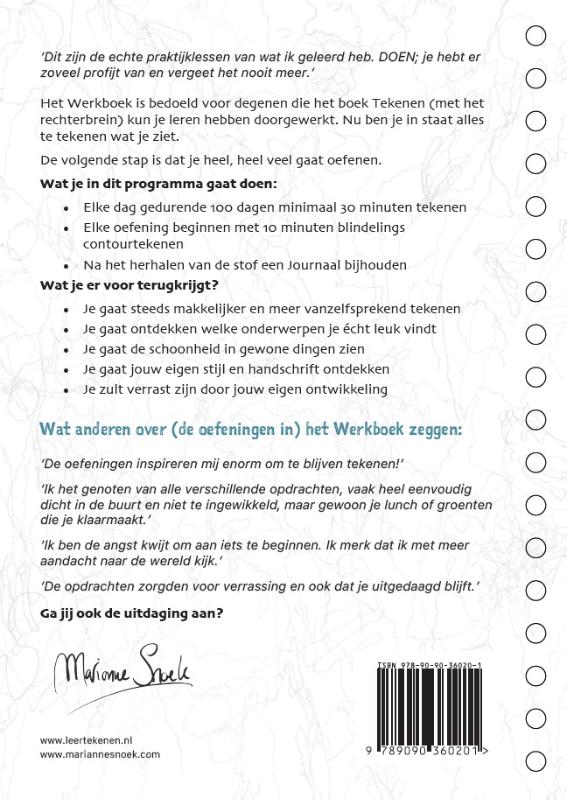 Achterkant van Werkboek Tekenen (met het rechterbrein) kun je leren