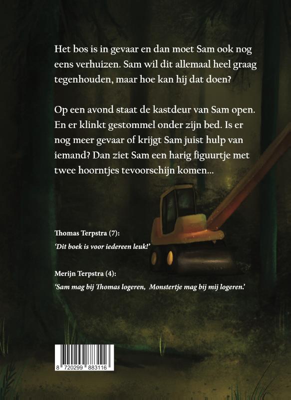 Achterkant van Monstertje & Sam, het gele gevaar