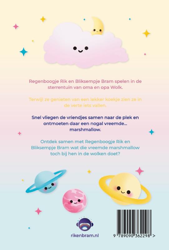 Achterkant van Rik en Bram ontmoeten een Astro Marshmallow
