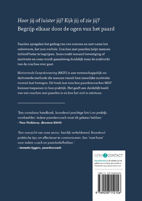 Achterkant van Handboek Motiverende Gespreksvoering voor Paardencoaches