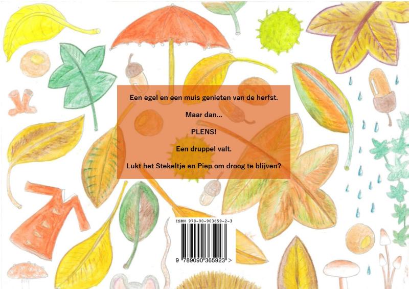 Achterkant van De herfstavonturen van Stekeltje en Piep