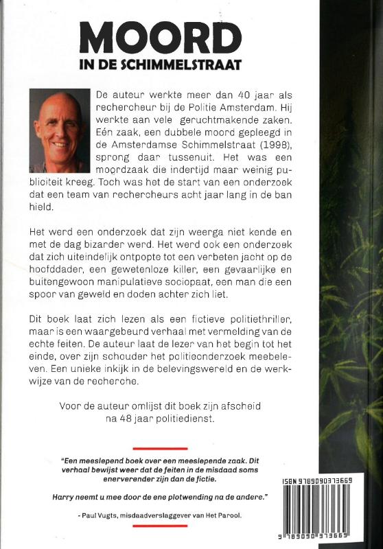 Achterkant van MOORD IN DE SCHIMMELSTRAAT