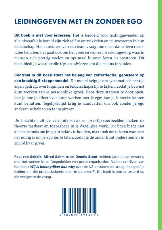 Achterkant van Leidinggeven met en zonder EGO